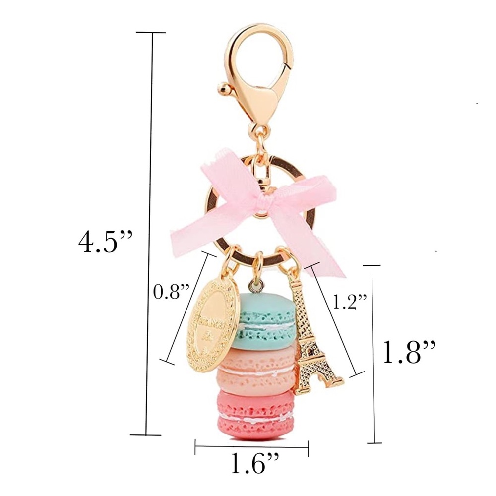 Colorful Macarons & Eiffel Tower Charm Keychain - Picture 13 of 13